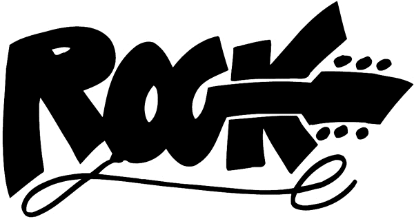 Rock' lettering spelled with a guitar vinyl sticker. Customize on line. Music 061-0280